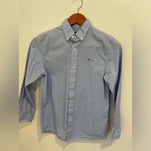 Vineyard Vines Boys size Small 8-10. Blue and hot pink plaid. Worn once.